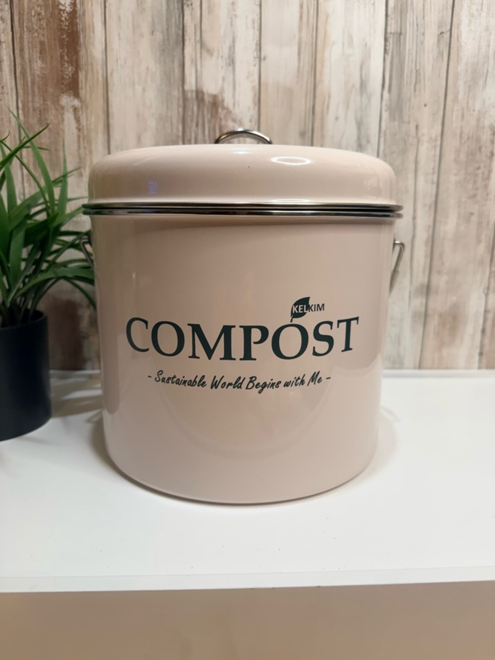 Kelkim Charcoal Filter Soft Pink Compost Countertop Bin